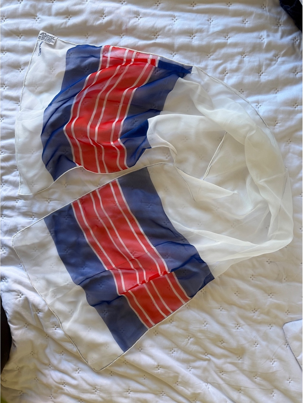 Vintage Burmel Hand Rolled Japanese Sheer Scarf Nautical Stripe